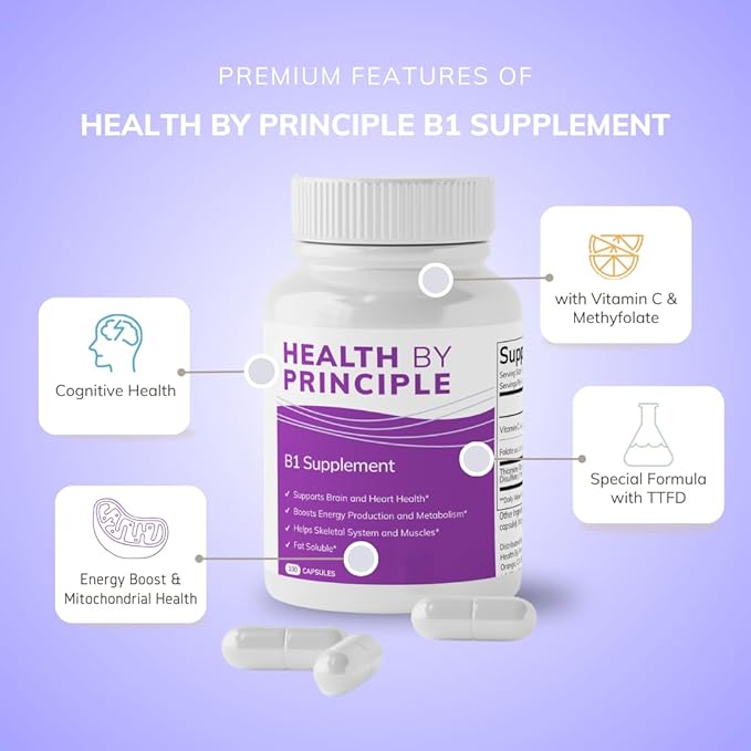 B1 Supplement(TTFD) – Energy Production, Cognitive Health,Digestion Support – 100 Capsules
