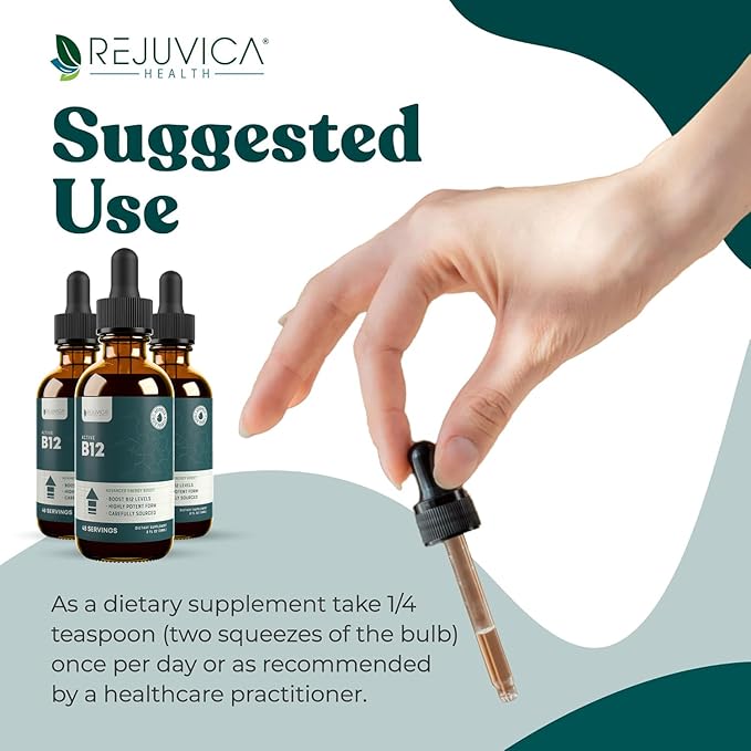 Essential B-12 Liquid B12, Supports Energy and a Healthy Nervous System - Convenient Liquid Dropper Absorbs Fast & Tastes Great