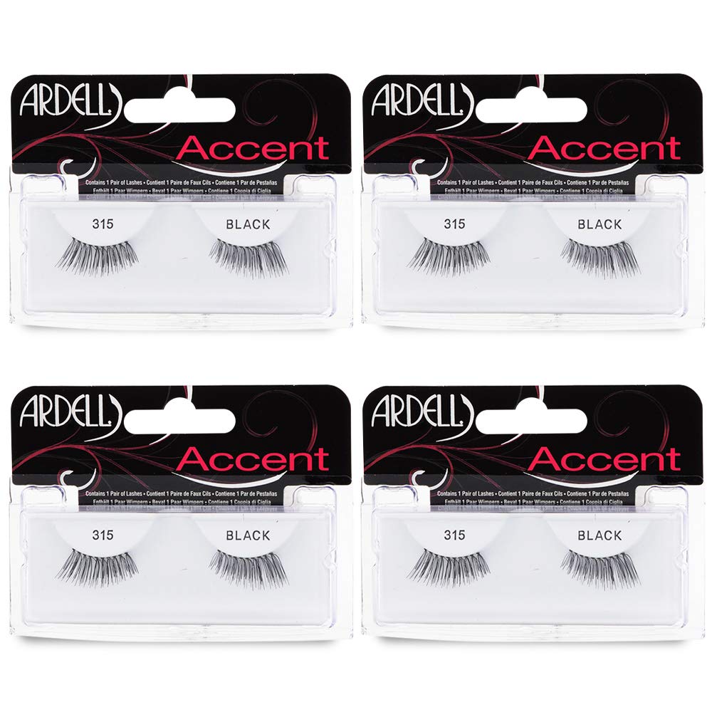 Ardell Accent Half Lashes 315 - Natural Looking Cat Eye Half Lashes for Everyday Wear, 4 Pack