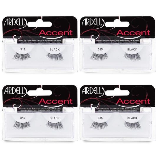 Ardell Accent Half Lashes 315 - Natural Looking Cat Eye Half Lashes for Everyday Wear, 4 Pack