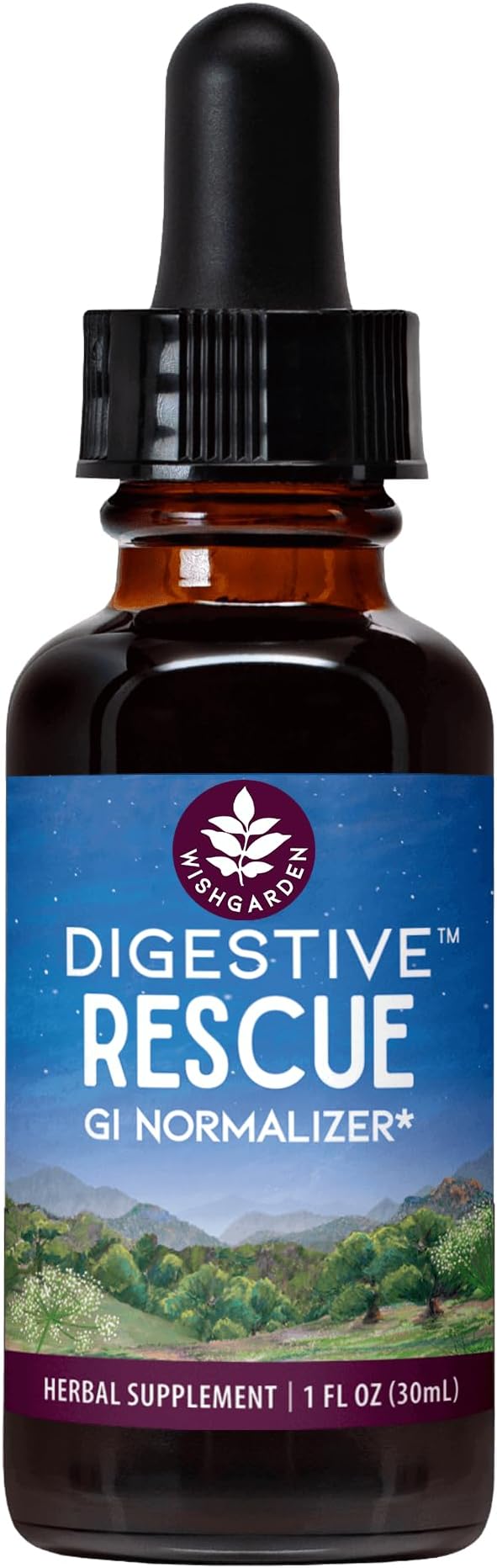 WishGarden Herbs Digestive Rescue GI Normalizer - All-Natural Herbal & Organic Digestive Relief Tincture with Peppermint Leaf, Ginger Root and Fennel Seed, Quickly Soothes Digestive Discomforts, 1oz
