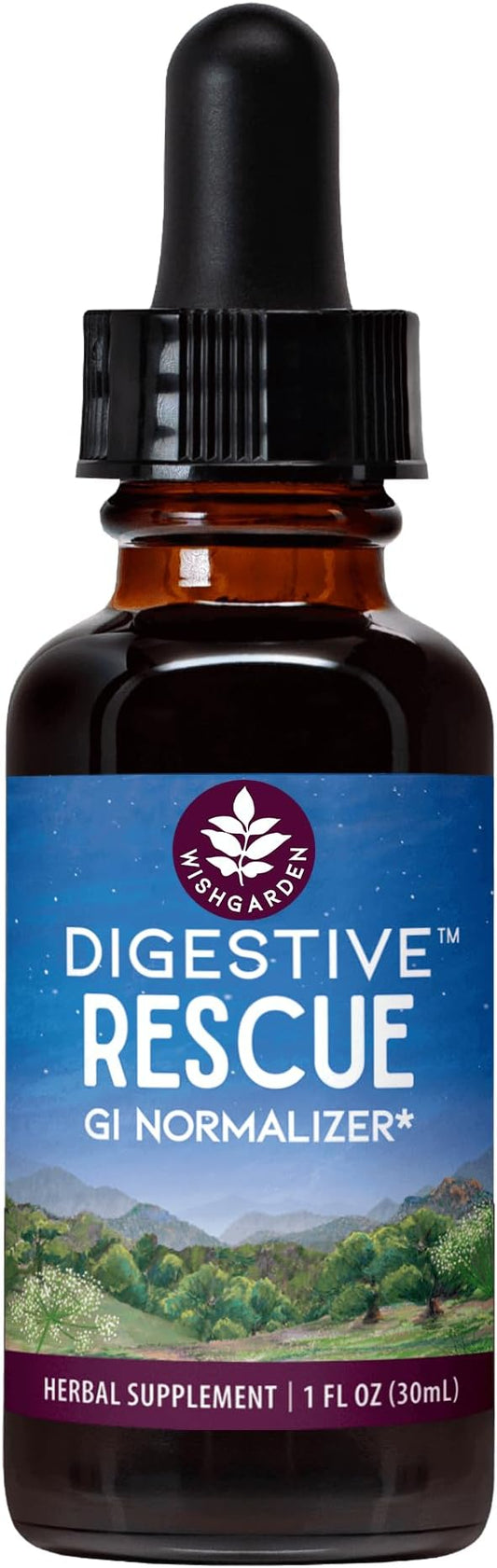 WishGarden Herbs Digestive Rescue GI Normalizer - All-Natural Herbal & Organic Digestive Relief Tincture with Peppermint Leaf, Ginger Root and Fennel Seed, Quickly Soothes Digestive Discomforts, 1oz