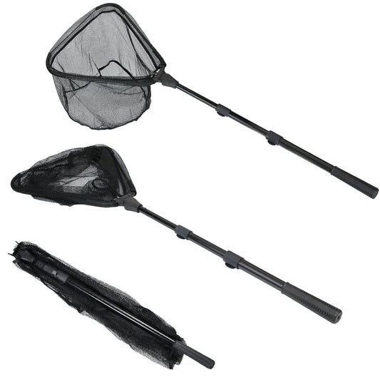 Fishing Landing Net with Telescoping Pole Handle Extends to 63 inches, Carbon Fiber Handle Extended from 23.6 inches to 47 inches
