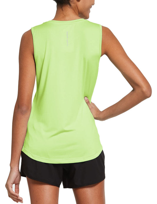 BALEAF Women's Workout Tank Tops Sleeveless Exercise Tennis Running Shirts Activewear Fitness Gym Tops Green XS