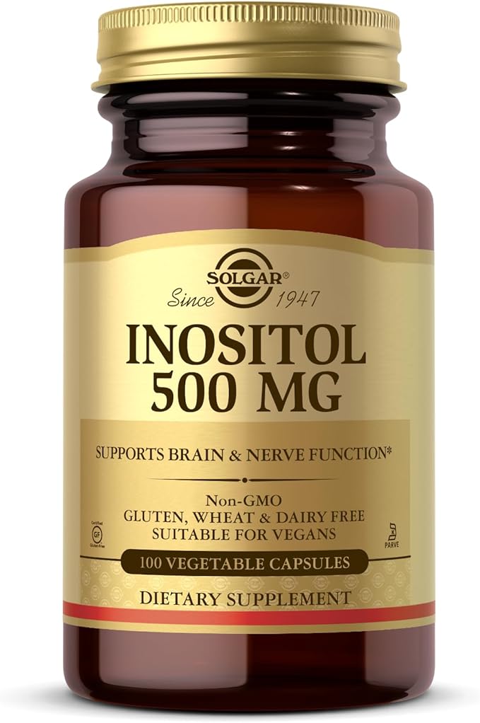 Solgar Inositol 500 mg - 100 Vegetable Capsules - Supports Cellular Function & Brain Health - Vegan, Gluten Free, Dairy Free, Kosher - 100 Servings