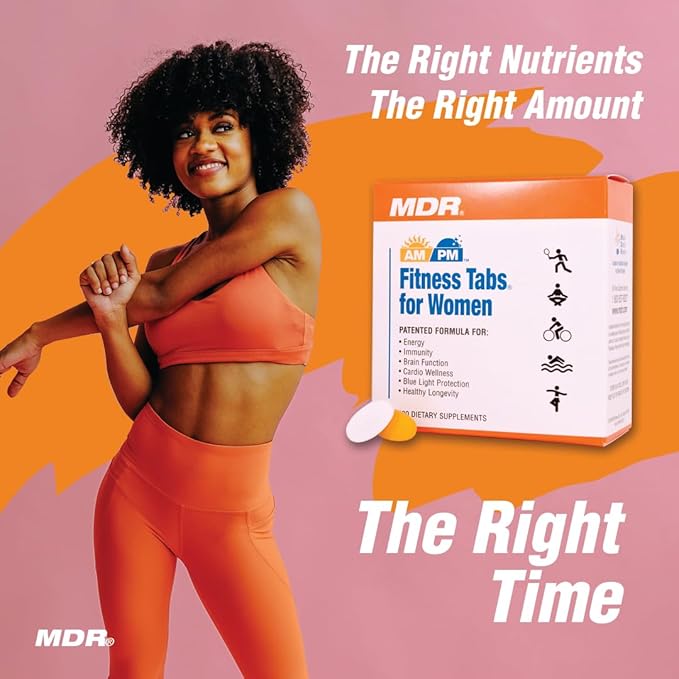 MDR Fitness Tabs Patented Multivitamin for Women Promotes ATP and NAD to Support Energy and Fitness - AM/PM Formulas - 2 Month Supply