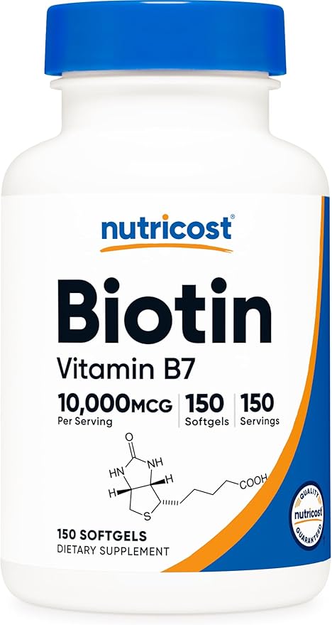 Nutricost Biotin (10,000mcg) 150 Softgels - Gluten Free, Non-GMO