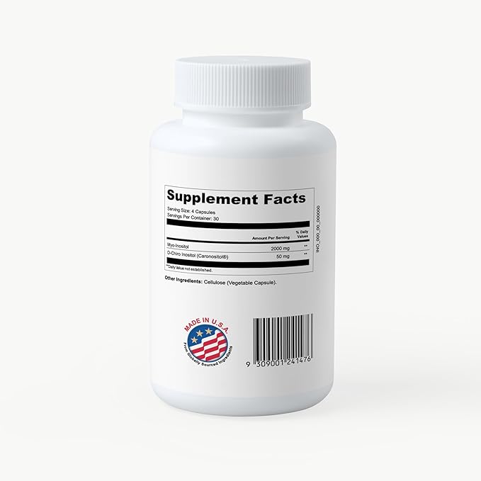 Pure 40:1 Inositol - Myo + D-Chiro Inositol Supplement - for Women with Fertility, Skin, & Menstrual Cycle Needs - 1 Bottle