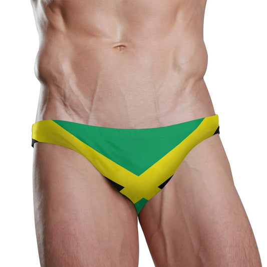 Dallonan Men Swim Brief Bikini Jamaica Flag Beach Bikini for Men Swim Underwear Large