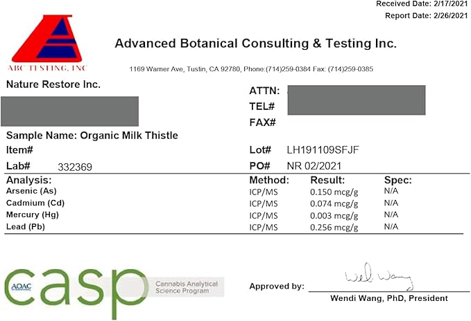Nature Restore USDA Certified Organic Milk Thistle Seed Powder, 10 Ounces, Packaged in California
