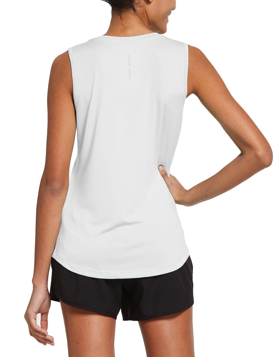 BALEAF Women's Sleeveless Workout Shirts Exercise Running Tank Tops Active Gym Tops White Size XS