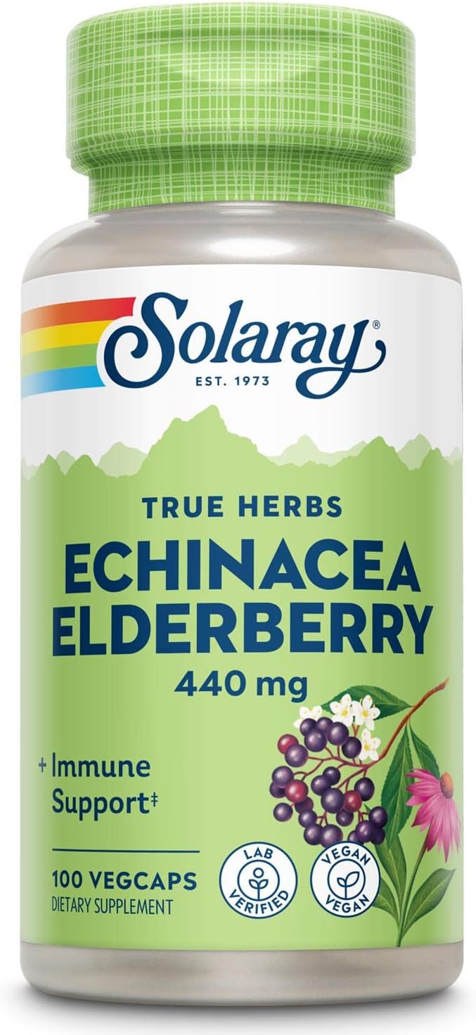 SOLARAY Echinacea and Elderberry Capsules, 440 mg | 100 Count
