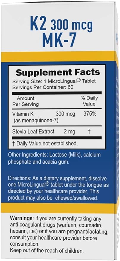 Superior Source Vitamin K2 MK-7 (Menaquinone-7) 300 mcg - Bone Strength & Health Support Supplement - Aids Healthy Heart Function - Bariatric-Friendly - 60 Sublingual Dissolving Tablets