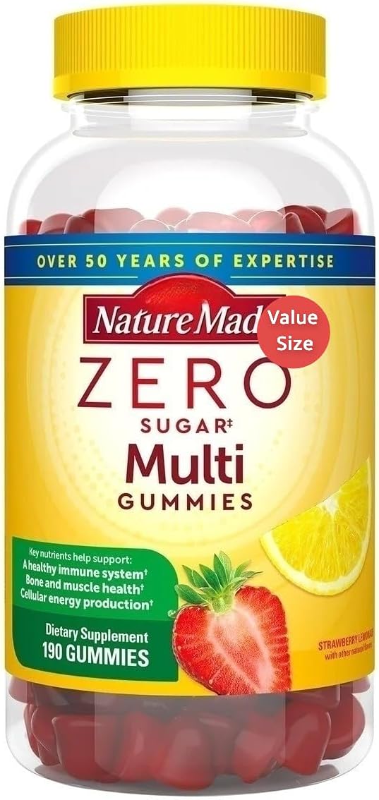 Nature Mades Zero Sugar Multi Gummies, 190 Count Bundle - Adult Multi & Letter Vitamins, Herbals & Dietary Supplements for Daily Nutritional Support