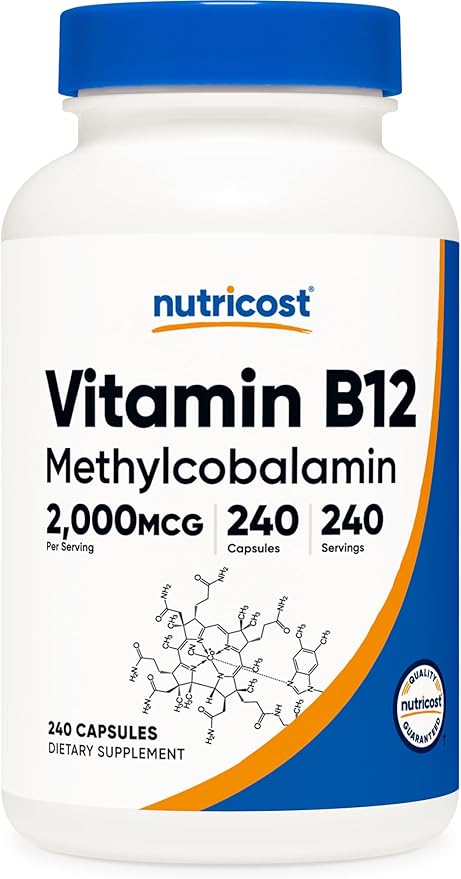 Nutricost Vitamin B12 (Methylcobalamin) 2000mcg, 240 Capsules - Vegetarian Caps, Non-GMO, Gluten Free B12 Supplement