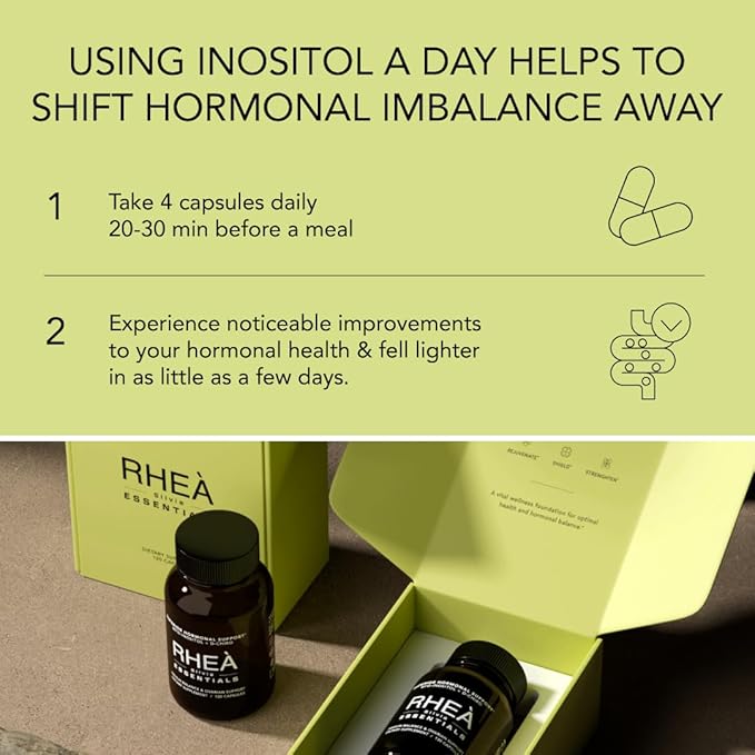 Rhea Silvia Essentials Inositol Supplement | Inositol & D-Chiro Inositol Supplement for Women, Folate & Magnesium | 120 Capsules