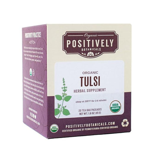 Organic Positively Botanicals Company, Tulsi Leaf Herbal Tea Bags, 20 Count
