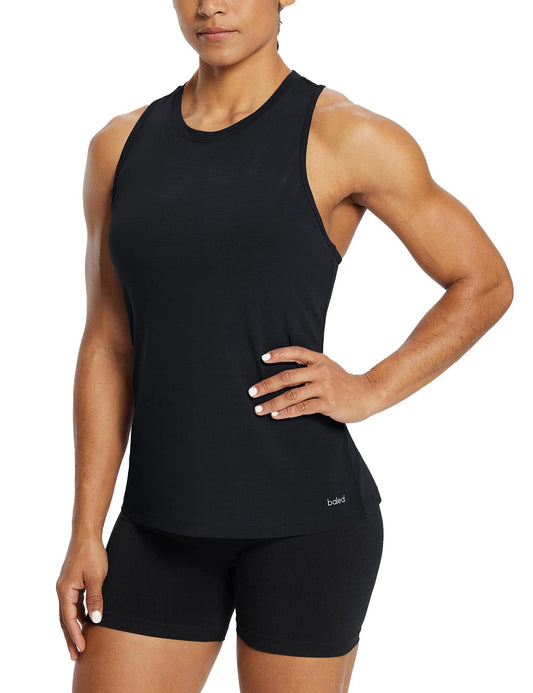 BALEAF Women's Workout Tank Tops Racerback Athletic Running Muscle Tank Gym Tennis Shirts Exercise Fitness Black XS