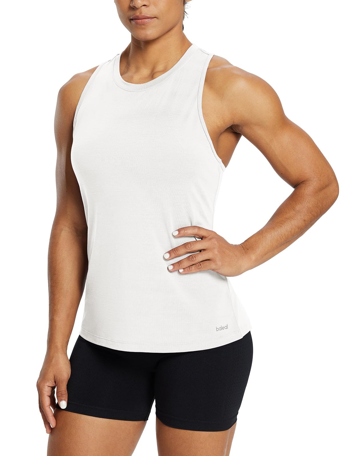 BALEAF Women's Workout Tank Tops Racerback Athletic Running Muscle Tank Gym Tennis Shirts Exercise Fitness White XS