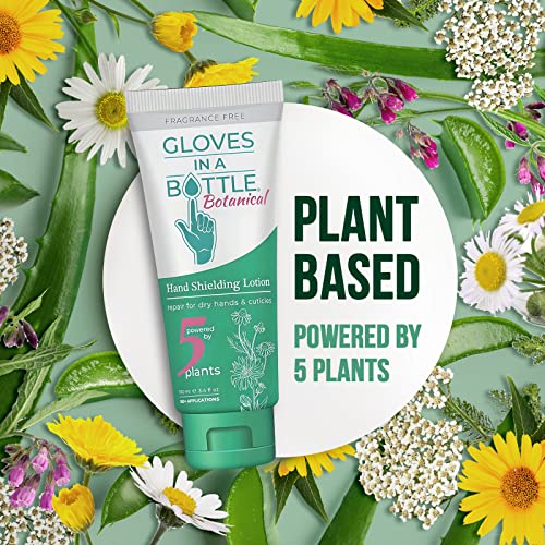 Gloves In A Bottle – Shielding Lotion for Dry Skin, Hand Lotion Travel Size, Protects & Restores Dry Cracked Skin (3.4 Fl Oz (Pack of 1), Botanical)