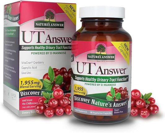 Nature's Answer UT Answer with D-Mannose 1955mg 90-Count | Urinary Tract & Bladder Support | Natural Detox | Gluten-Free, Vegan, Kosher | Single Count