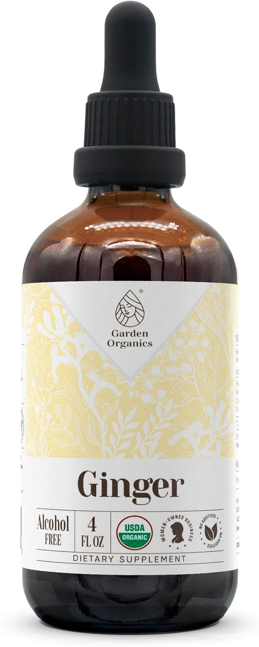 Ginger USDA Organic Alcohol-Free Extract | Dietary Supplement, High-Potency Tincture | Natural Certified Organic Ginger (Zingiber officinale) Dried Root (4 oz)