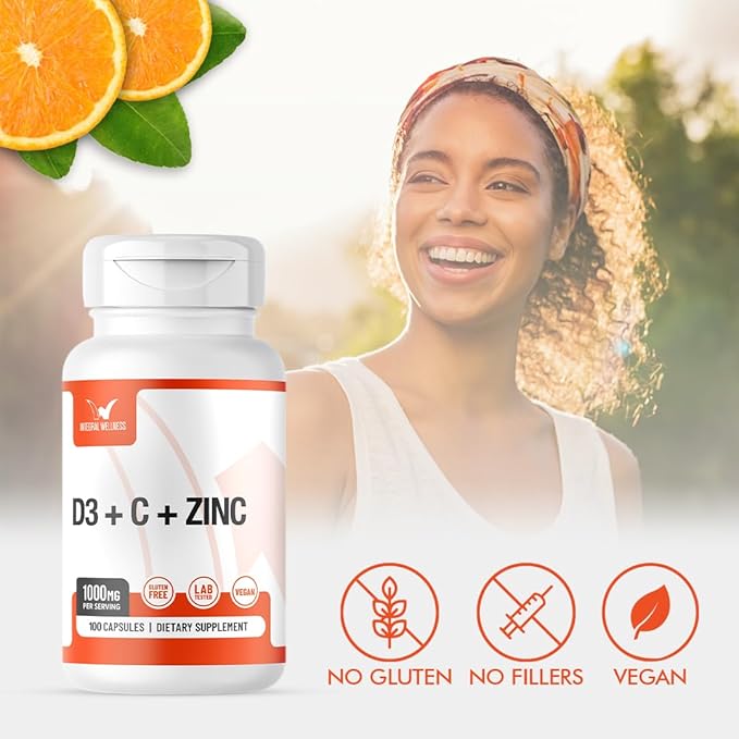 Vitamin Complex w/Vitamin D3, C, K2 and Zinc (100 Capsules) - Filler Free, 3rd Party Tested, Clinically Dosed, Bioavailable Forms