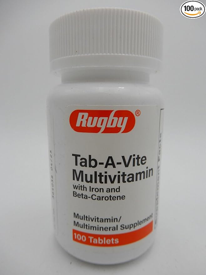 Rugby Tab-A-Vite Multivitamin with Iron and Beta-Carotene Multivitamin/Mineral Supplement - 100 Tablets