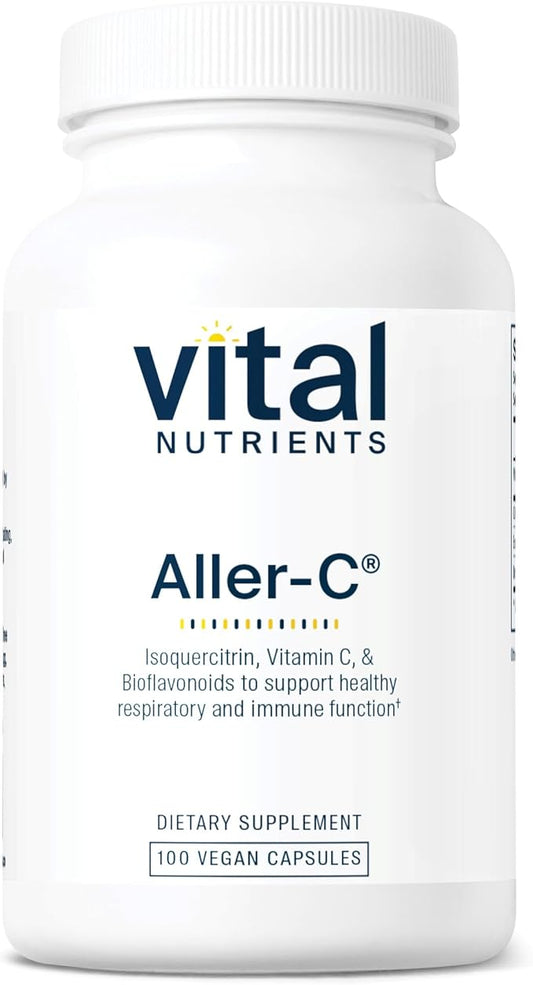Vital Nutrients Aller-C | Vegan Respiratory and Sinus Function Support*| Isoquercitrin, Bromelain, Bioflavonoids, & Vitamin C | Gluten, Dairy, Soy Free Supplement | 100 Capsules