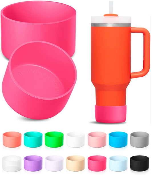 KTKUDY 2Pcs Silicone Boot for Stanley Quencher Tumbler H2.0 30 oz 40 oz & IceFlow 20 oz 30 oz & Intended for Hydro Flask Water Bottle 12-24 oz - Protective Cup Bottom Accessories Fits Stanley Cup