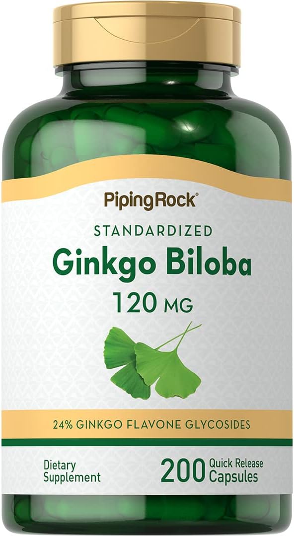 Piping Rock Ginkgo Biloba 120mg | 200 Capsules | Standardized Extract Supplement | Non-GMO, Gluten Free