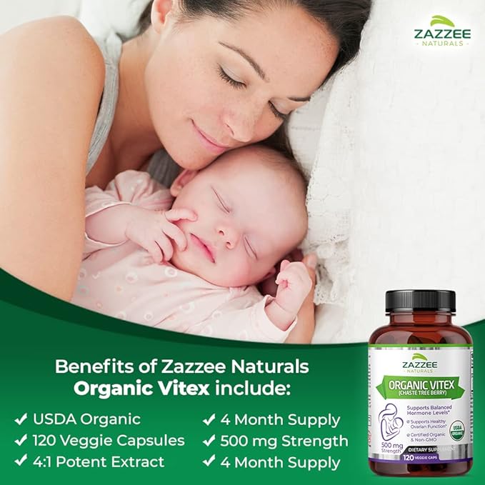 Zazzee Myo-Inositol Powder and USDA Organic Vitex Capsules, Vegan, All-Natural and Non-GMO