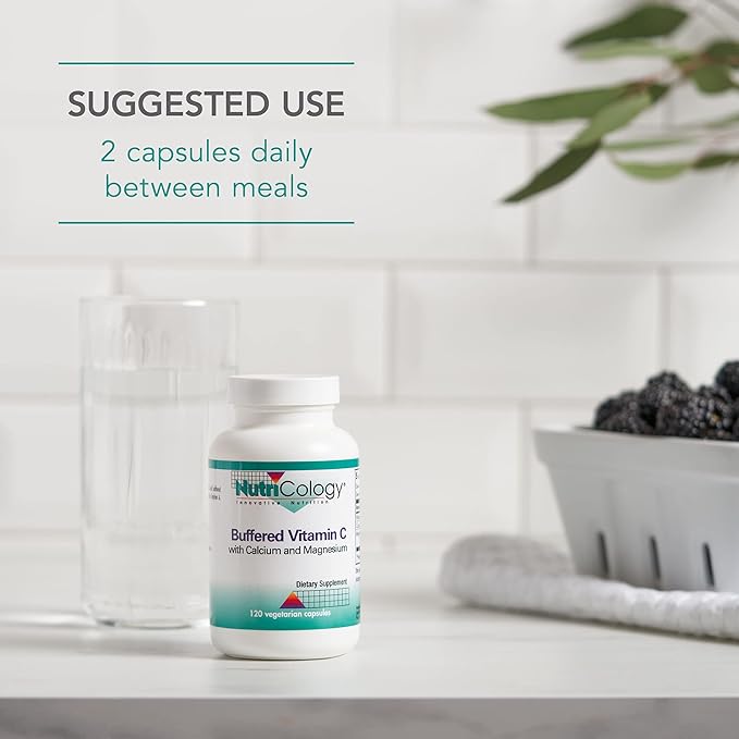 Nutricology, Buffered Vitamin C - Antioxidant Supplements, Calcium and Magnesium Tablets, Daily Vitamins and Minerals, Vitamin C Capsules - 120 Capsules 1-Pack