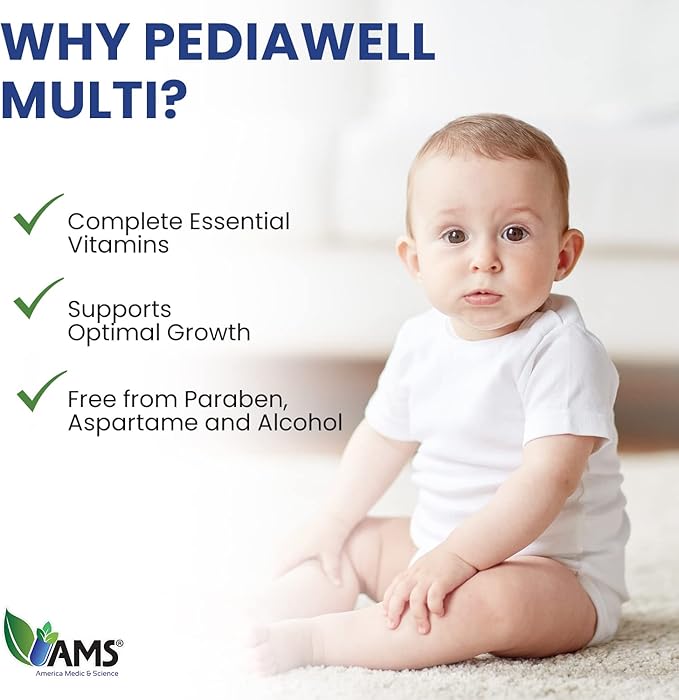 America Medic & Science PediaWell Multi (50 mL) | Baby Vitamin Supplement with Vitamin C | Enhanced Immune Support for Kids | Toddler Multivitamin Drops for Boosting Physical and Mental Growth