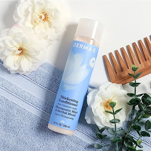 Derma E Thickening Conditioner for Thinning Hair and Natural Growth – Sulfate Free Therapeutic Mint and Herbal Hair Food Conditioner, 10 oz