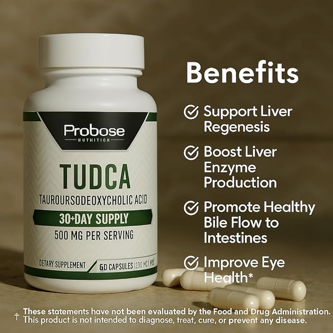 TUDCA – Premium Liver Support, Cleanse, Detox and Repair Supplement – 500mg Per Serving – 60 Capsules – High Purity Bile Salt Formula – Vegan, Non-GMO