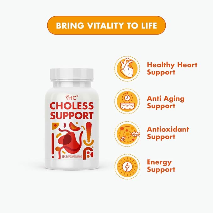VHC Cholesterol Lowering Supplements,for Energy and Cholesterol Health, Niacin,Policosanol,Guggul,Plant Sterols,Cayenne Pepper,Garlic,Gluten-Free,60ct