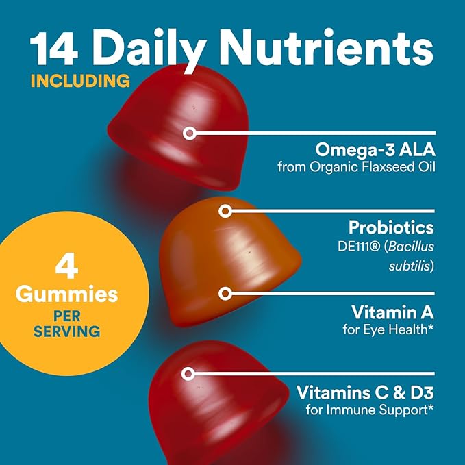 SmartyPants Multivitamin for Men, Organic Gummies: Probiotics, CoQ10, Methylfolate, Omega 3 (ALA), Vitamin D3, C, Vitamin B12, B6, A, K & Zinc for Immune Support, Biotin, 120 Gummies (30 Day Supply)