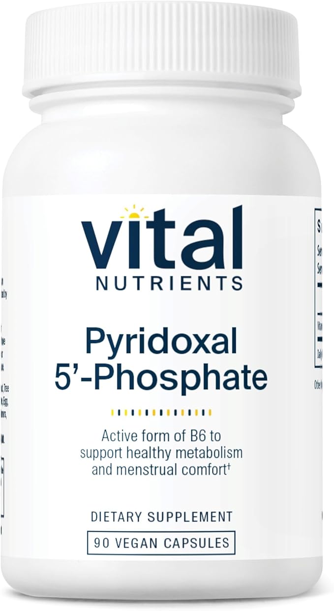 Vital Nutrients Pyridoxal-5 Phosphate | Activated Vitamin B6 | Methylated B6 for Metabolism, PMS, and Menstrual Support* | High-Potency P5P Supplement | Gluten, Dairy, Soy Free | 90 Capsules