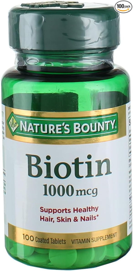 Nature's Bounty Energy Health Biotin Coated Tablets, 1000 mcg, 100 Ct (1 Pack)
