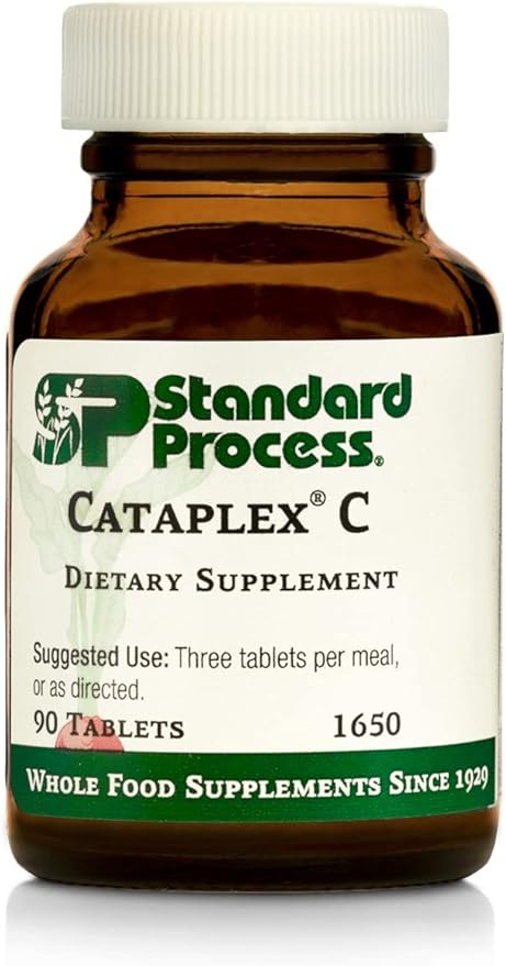 Standard Process Cataplex C - Immune Support, Adrenal Support, and Skin and Bone Health Supplement with Vitamin C, Magnesium Citrate, Calcium, Sunflower Lecithin, and More - 90 Tablets
