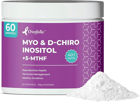 PCOS Supplement for Women - Boost Fertility, Hormonal Balance, and PCOS Support - Myo-Inositol, D-Chiro Inositol, Active Folate - High Potency PCOS Supplements (60 Servings, 129g Jar)