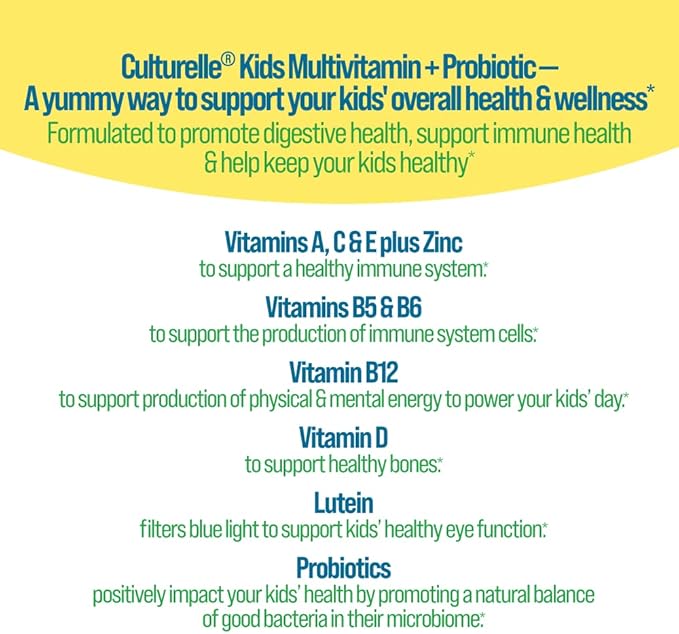 Culturelle Kids Multivitamin + Probiotic for Kids (Ages 2+) - 60 Count, Peach-Orange & Mixed Berry Flavor - Digestive Health & Immune Support Gummies with Lutein to Support Eye Health (Pack of 2)