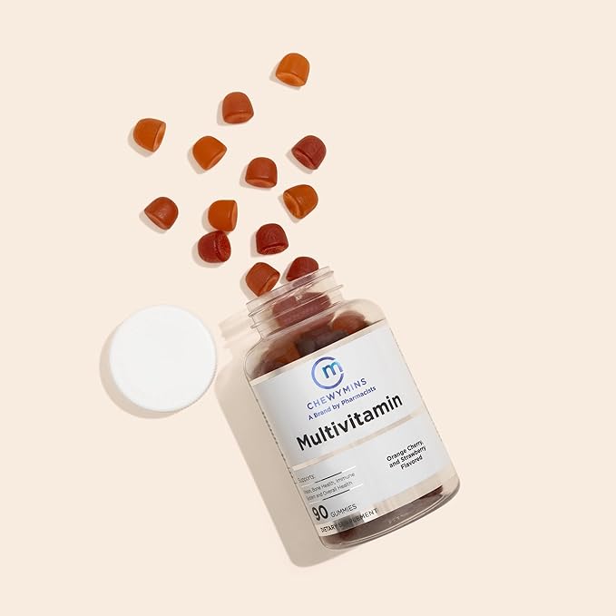 Halal Multivitamin Gummies - Organic, and Vegan - Supports Vision, Energy, and Immune Health - Orange, Cherry, and Strawberry Flavor - 90 Gummies
