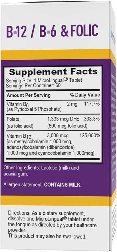 Superior Source NO Shot Triple B-12 3,000 mcg B-6 Folic Acid 800 mcg - Formula Supports Heart Health & Energy - Health Supplement with Folic Acid & Methylcobalamin - 60 Instant Dissolve Tablets