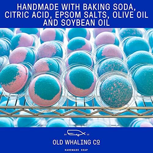 Old Whaling Co Coconut Milk Bath Bomb – Set of 4 – Handmade Bath Soak with Epsom Salts – Cleansing, Soothing and Moisturizing Fizz – Tropical, Floral Scent, 8 oz