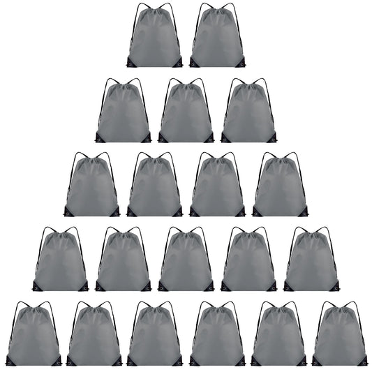 Grneric 20 Pieces Drawstring Backpack Bulk Cinch Sackpack Ployster Drawstring Bags for Gym Party Trip(Grey)