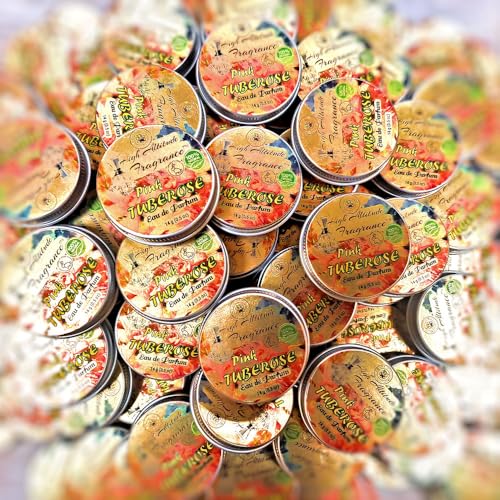 PINK TUBEROSE Perfume - Eau de Parfum - Solid Balm - Aromatherapy Essential Oils (Polianthes Tuberosa, Honeysuckle, Rose, Frangipani, Jasmine, Mandarin, Lily, Green Tea) - Natural Fragrance - 0.5oz