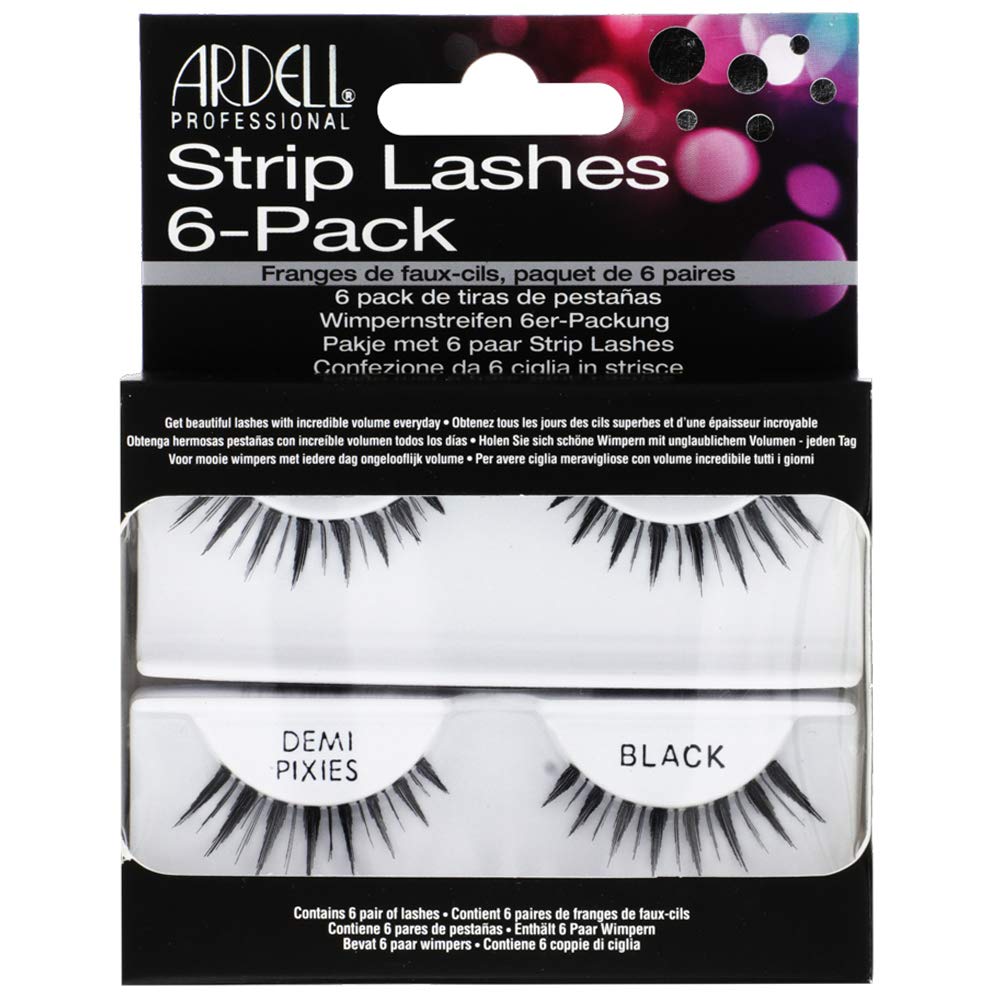 Ardell Natural Demi Pixies Black False Strip Lashes, 6 pairs x 1 pack