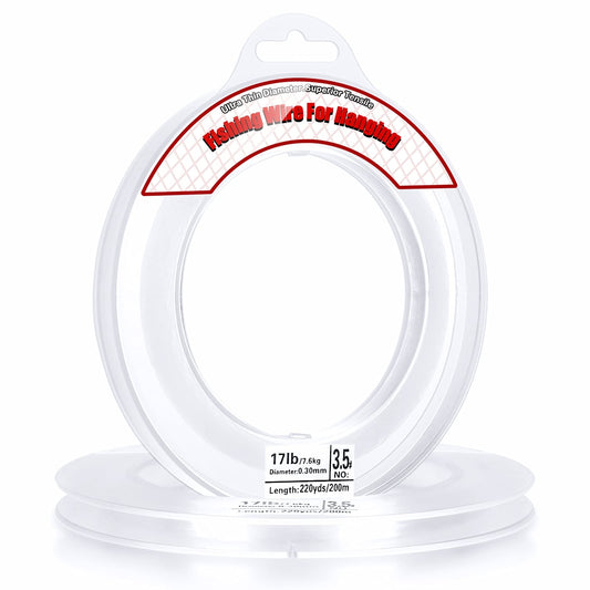 Fishing Line Clear, Acejoz 656FT Clear Fishing Wire for Hanging, 200 Meters 0.3mm Nylon String Supports 17 Pounds, Invisible Fishing Line for Balloon Garland Hanging Decorations Beading and Crafts…